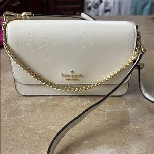 Kate Spade Cream and Gold Crossbody Bag with Chain Detail
